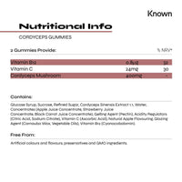 Cordyceps 400mg Mushroom Gummies by Known Nutrition | Natural Support for Energy and Endurance | Delicious Natural Apple Flavour | 60 Two-a-Day Vegan Gummies (One Month’s Supply)