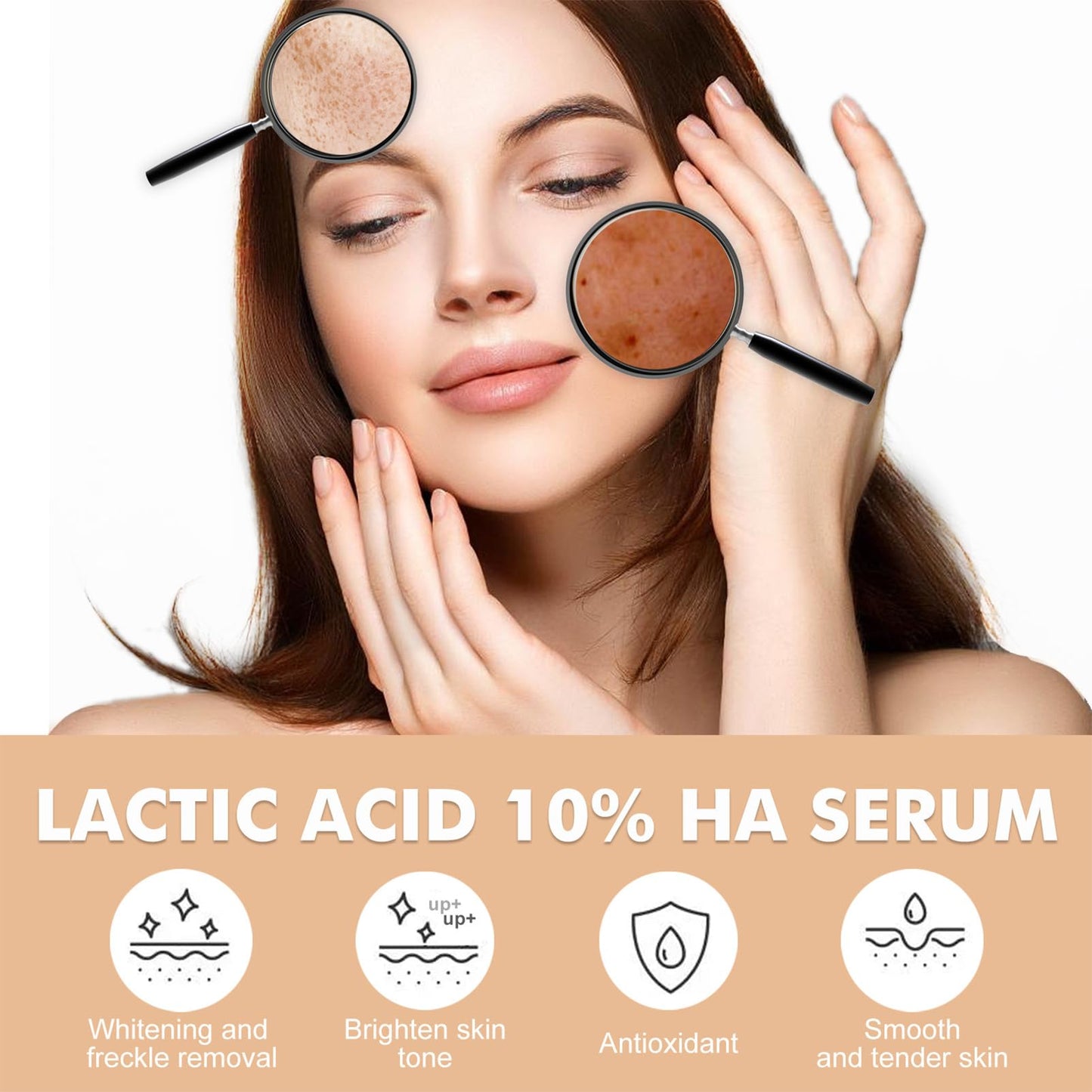 MrCuvaryas 10% Lactic Acid Serum With Hyaluronic Acid Serum For Face, 3 In 1 Combine Vitamin C Serum For Face, Face Serum For Shrink Pores, Hydrated, Even Skin Tone, Antioxidation, Oil Control