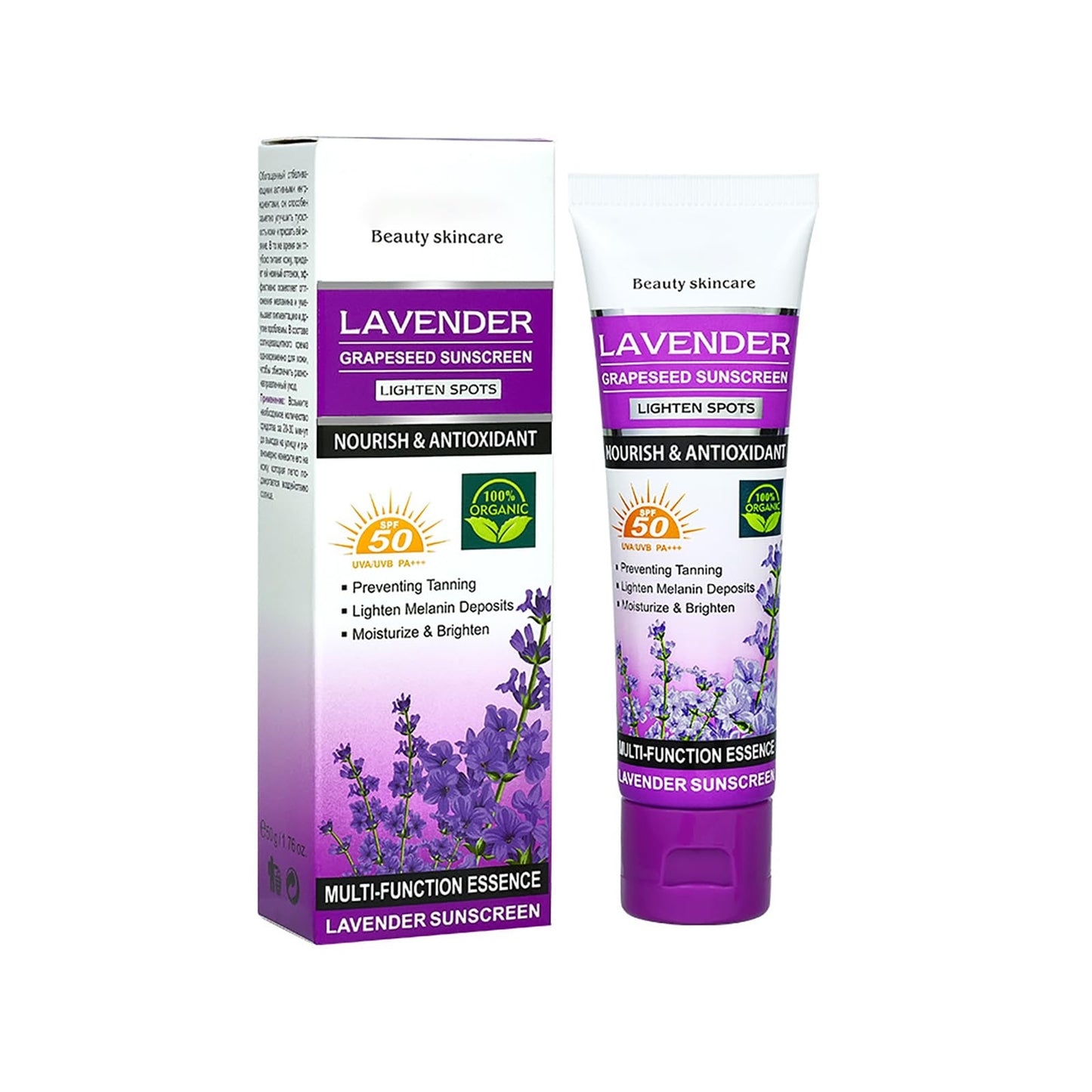 Lavender Sun Cream for Face and Body - Sun Cream SPF 50+ - Sun Block - SPF 50 Face Moisturiser