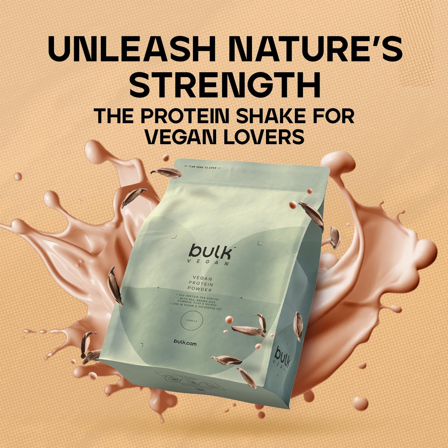 Bulk Vegan Protein Powder, Vanilla, 1 kg, Packaging May Vary