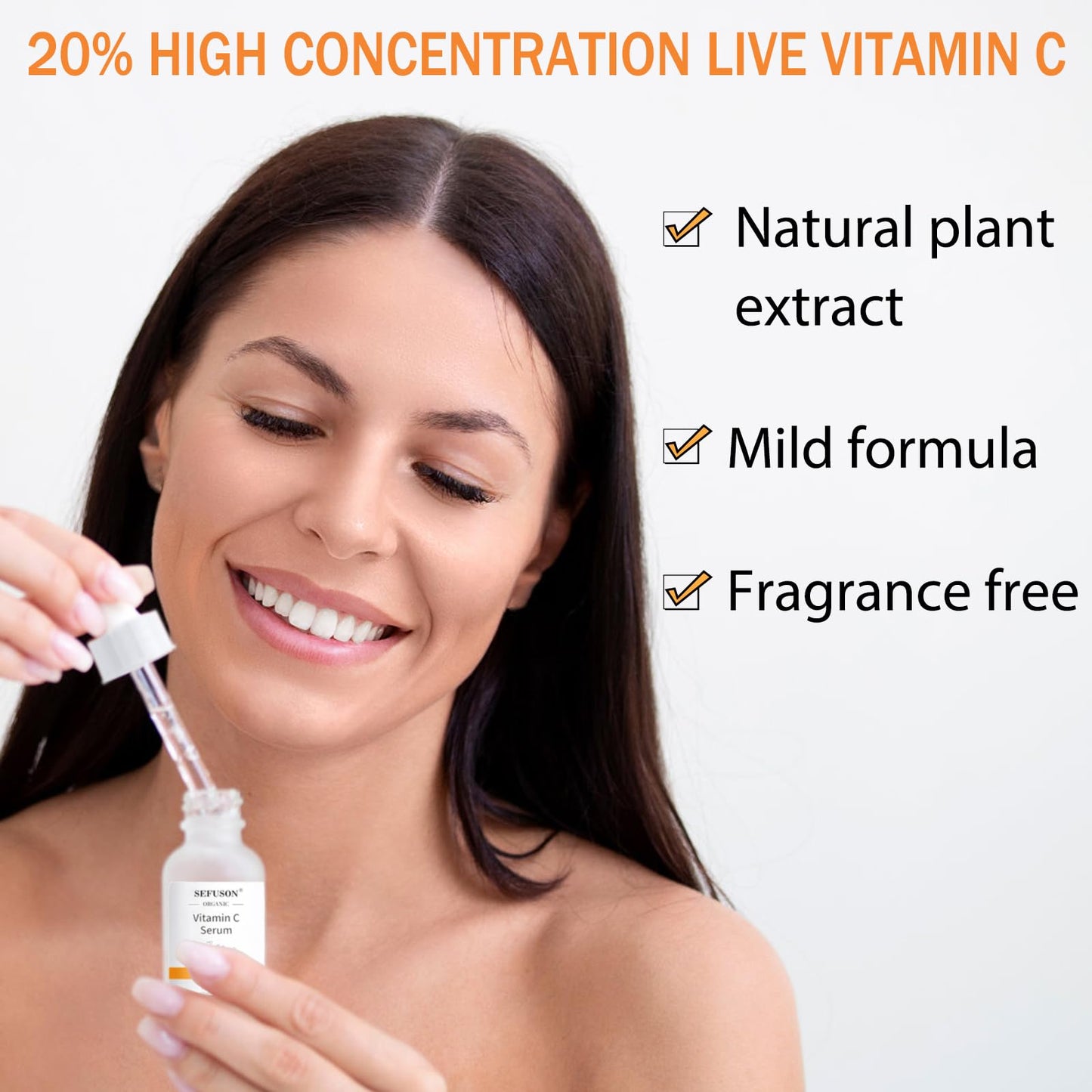SEFUSON Vitamin C Serum Face, With Hyaluronic Acid, Vitamin E,20% Vitamin C for Anti-wrinkle, Dark Circle, Restore & Boost Collagen, Firming skin - 1Oz