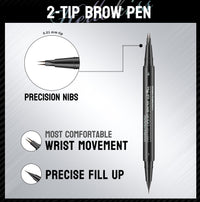 CTUBLIAUNX Eyebrow Pencil Dark Brown, Smudge-proof Eyebrow Pencil with 2 Fork Tip and Precise Brush-Tip, Waterproof Eye Brow Pen Instantly Creating Natural 3D Beauty Brow for Makeup Starter