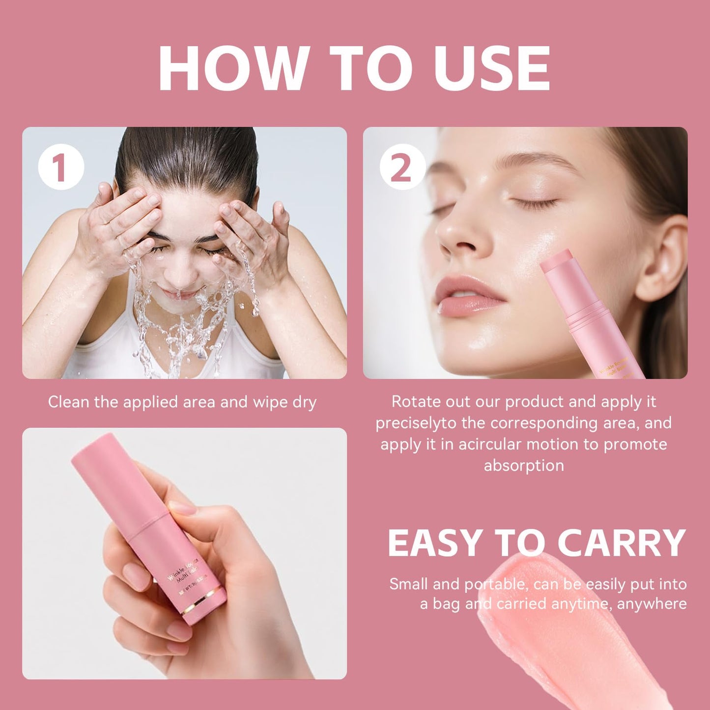 BEEBEN 2 PCS Nothora Collagen Wand, Anti-Wrinkle Elastic Deep Filling Collagen Stick, Suitable for Face/Eyes/Lips/Neck, Anti-Wrinkle Moisturizing Portable