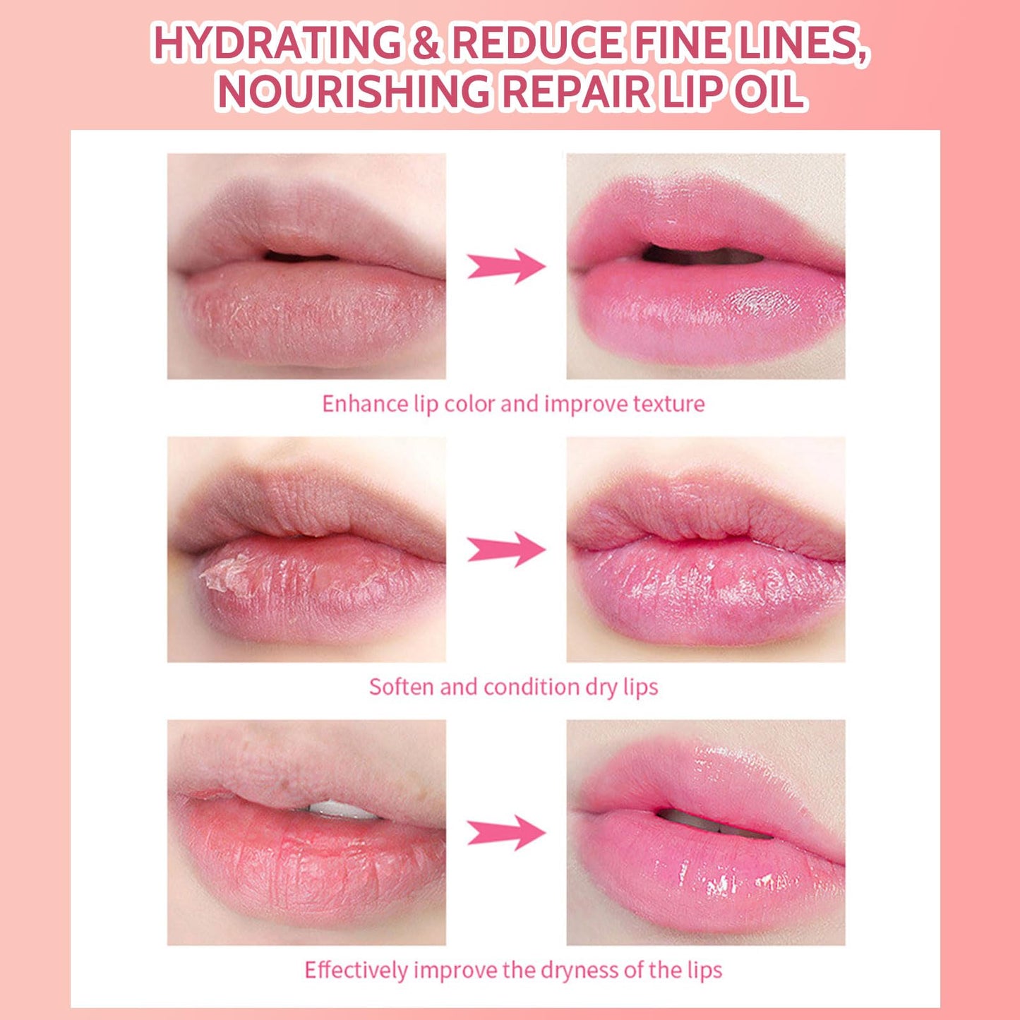 TBeautfave Lip Plumper - Natural Lip Plumper And Lip Care Serum, Pink Lip Gloss, Tinted Lip Balm, Moisturizing Repair Lip Gloss, Hydrating & Reduce Fine Lines, Nourishing Repair Lip Oil