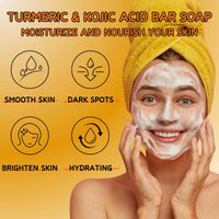 ISBEAUSOLS Turmeric Soap Bar for Women - Turmeric & Kojic Acid Soap - Natural Soap - Tumeric Soap,Acne,Dark Spots,Hyperpigmentation, Smooth Skin - Turmeric & Kojic Acid Bar Shop - 100g*3PCS
