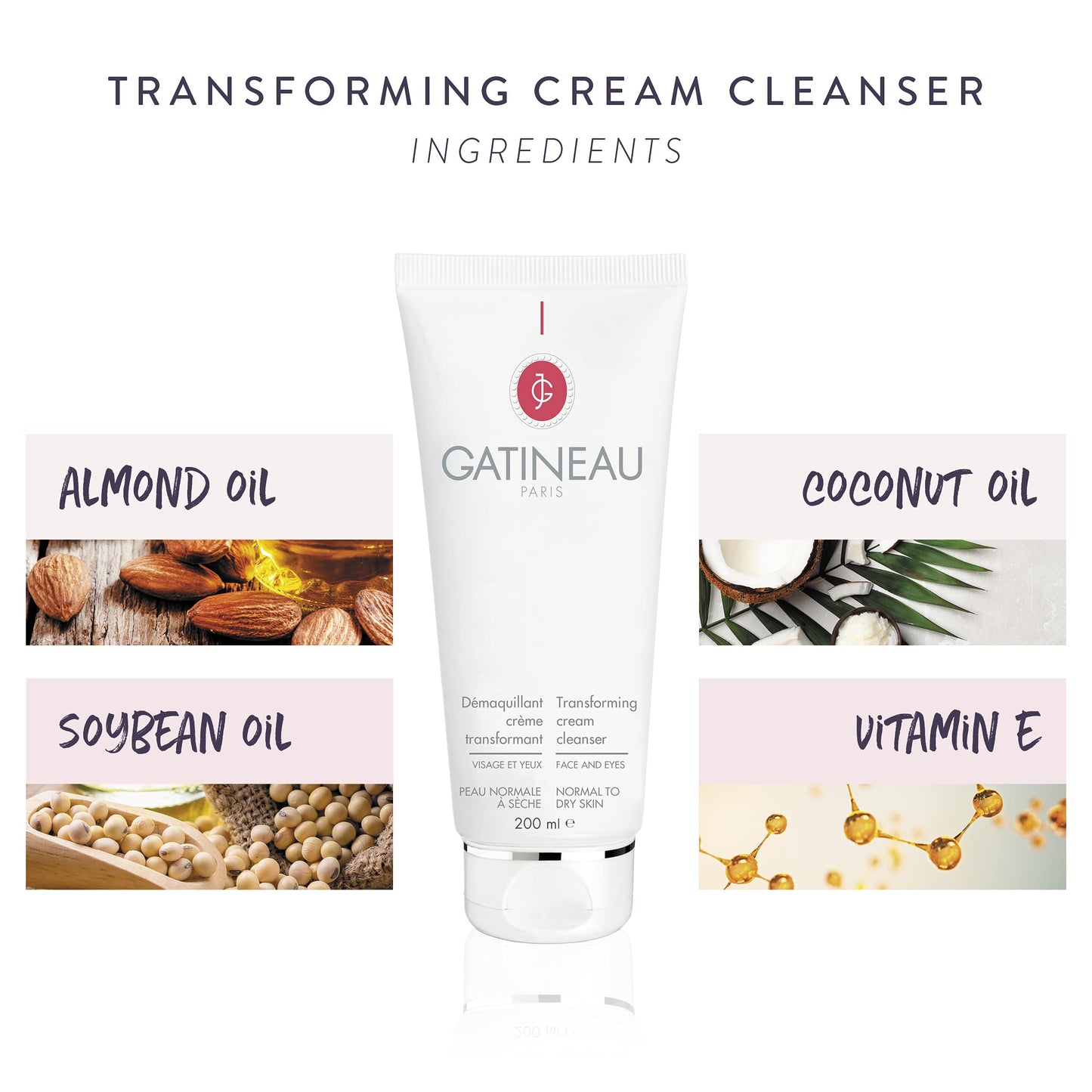 Gatineau - Transforming Cream Cleanser, Hydrating Face Wash with Almond & Coconut Oil (200ml)