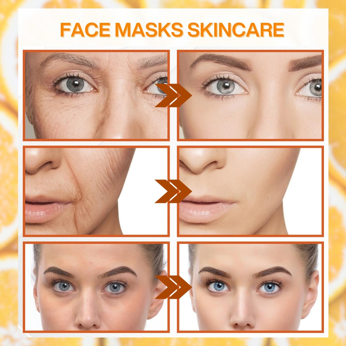 Trendyfave Vitamin C Sheet Mask 5PCS, Vitamin C Face Masks Skincare With Hyaluronic Acid, Anti Oxidation Capsule Face Mask Set, Firming Repair Face Mask, Hydrating Face Mask For Dehydrated, Dull And Tired Skin