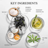 Scalp Scrub, SHVYOG Bamboo Charcoal Scalp Exfoliator, Coconut Oil Scalp Exfoliator Scrub for Build Up, Hair Treatment Nourishing Detox Hair Care with Scalp Massager, 10.58 oz