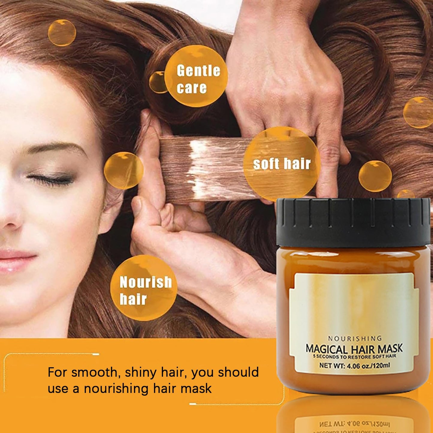 Keratin Hair Mask - Hair Root Restoration - Deep Conditioning Solution for Elastic, Lustrous, Soft Hair - Keratin Straightening Kit - 120ml