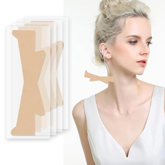 Neck Wrinkle Patches, High Elastic Neck Strips, Instant Tape for Lifting Loose Skin, Improve Fine Lines & Wrinkles, Advanced Anti Ageing Necks Wrinkles Pads 10 Count (Brown, Normal)