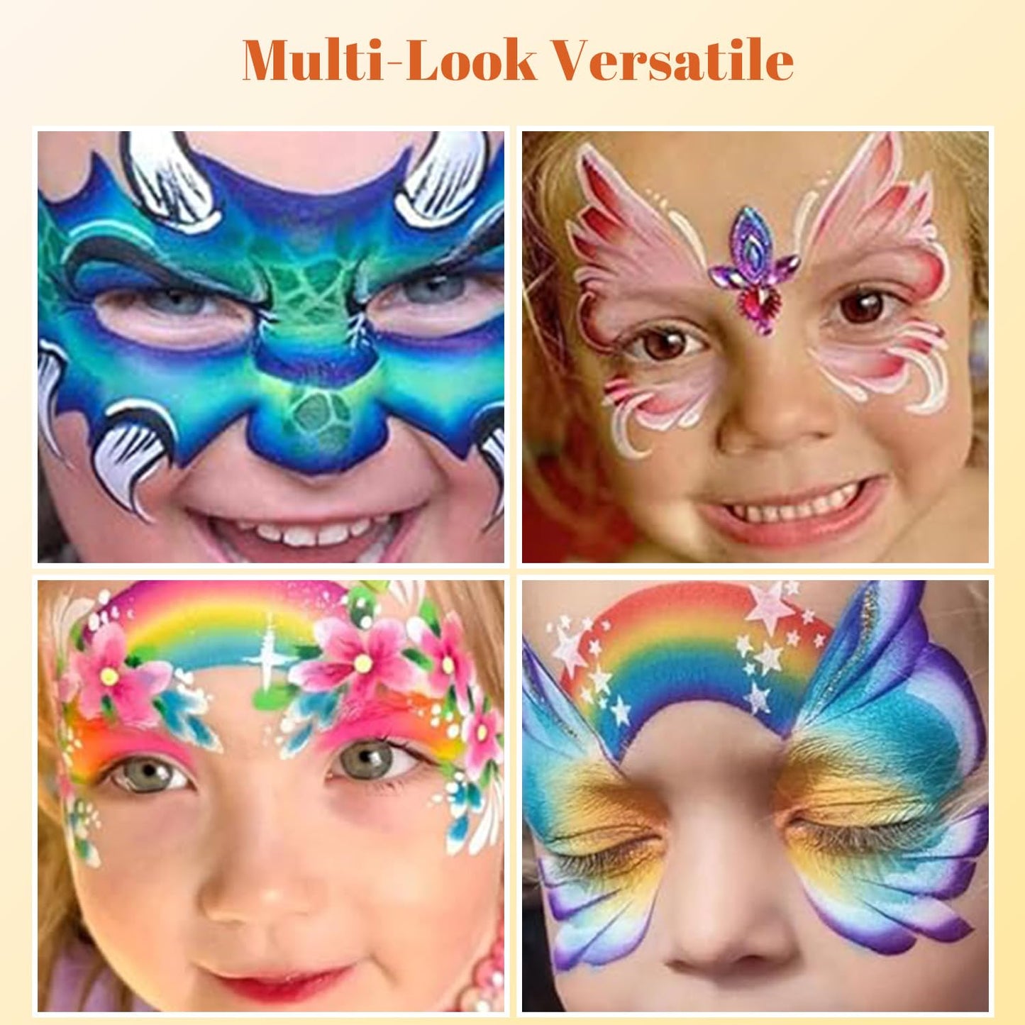 Generic 6-Color Face Paint Kit – Rainbow Palette, Hypoallergenic, Water Soluble, Quick Drying Body & Theatre Makeup, Non-Toxic Body Paint for Cosplay, Festivals, Carnival & Party