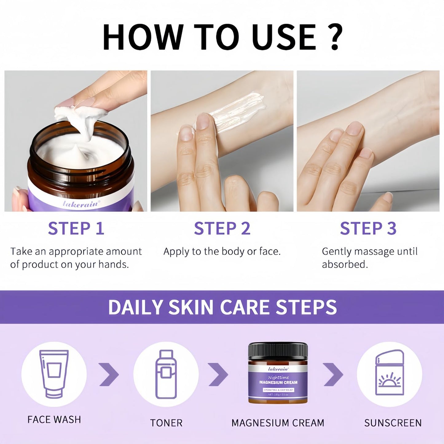 Siyinzu 100g Magnesium Cream for Sleep,Magnesium Sleep Body Cream,Magnesium Body Lotion,Magnesium Soothing S/leep Butter,Magnesium Calm C-ream,Organics Magnesium Balm,Relief Lavender & Magnesium Moisturizer