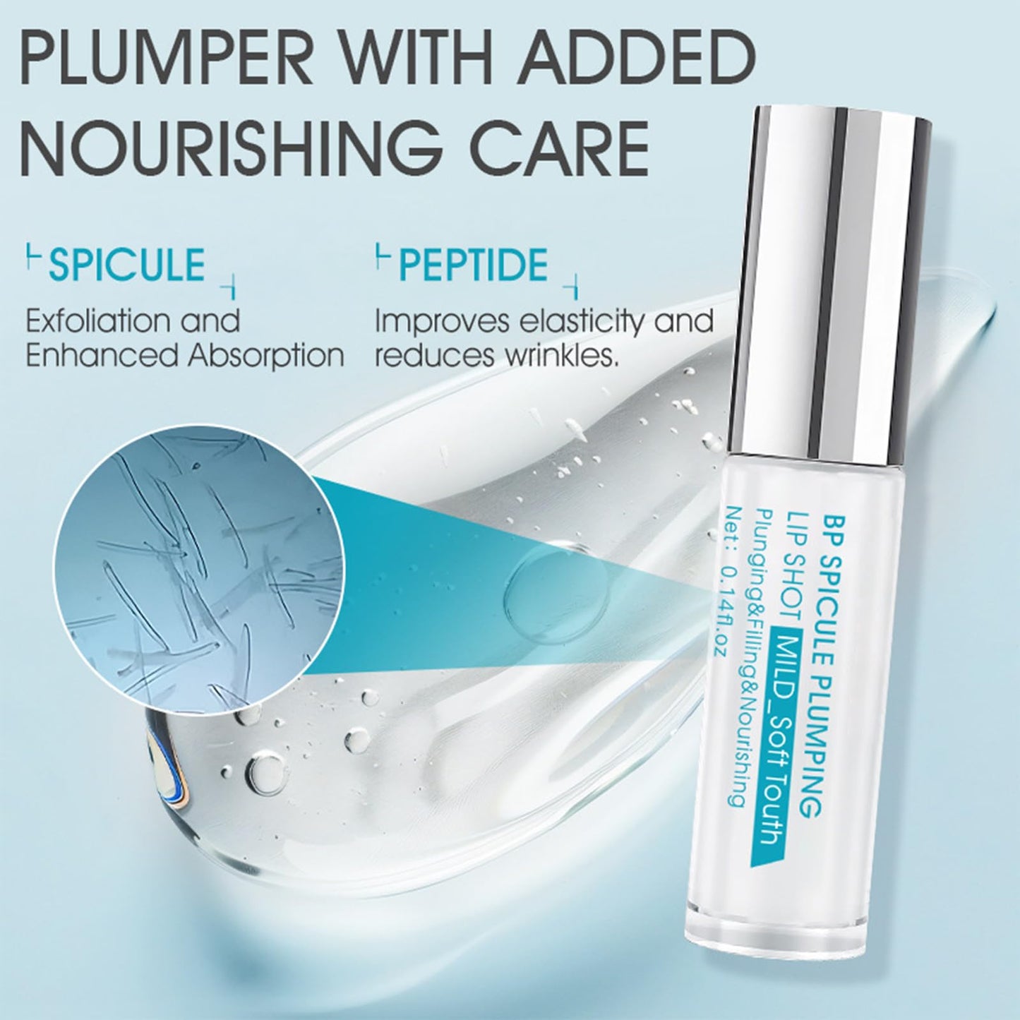 Lip Plumper Lip Oil, Bp Spicule Plumping Lip Gloss, Clear Plumpify Lip Serum β Shea Butter + Peptide + Hyaluronic Acid For Hydration, Softening, Fuller Lips, Smooth & Plump