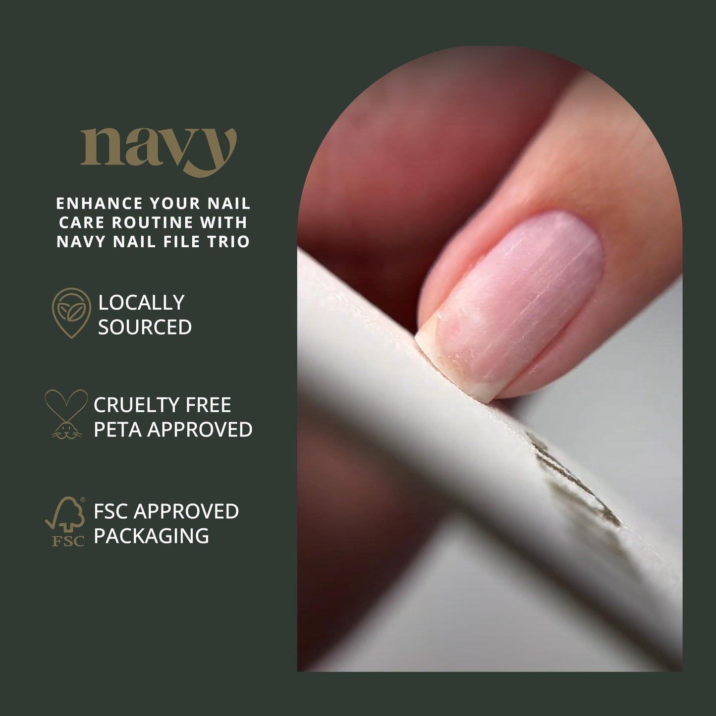 Navy Nail Files Trio Pack | Vegan & Cruelty Free Emery Boards | Grit Range 150-4000 | Store, Protect & Perfect | Nail Preparation, Shaping & Shine for Manicure & Pedicure | Nail Buffer