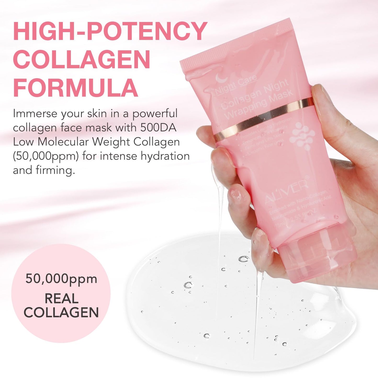 Generic Deep Collagen Anti-Wrinkle Lifting Mask with Hyaluronic Acid & Aloe Vera, Elasticity, Hydrating, Firming and Moisturizing, Overynight Hydrating Face Mask for All Skin Types -2.53 fl.OZ