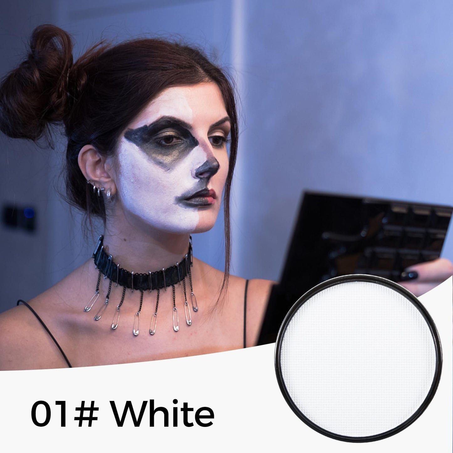 Erinde White Black Face Paint Palette, Water Based Face & Body Paint, Cream Makeup Palette Kit for Adults, Non-Toxic, Easy to Use, Blendable,Highly Pigmented