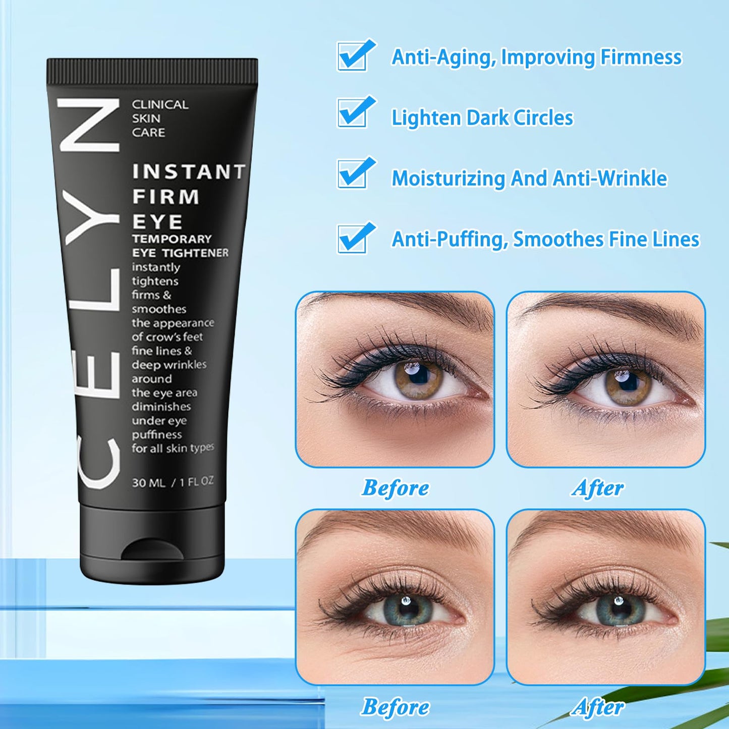 INBOLM 3Pack Eye Bag Cream Instant Firm Eye Tightener Instant Firm Eye Cream Tightener Eye Bag Cream Moisturizing Treatment With Eye Cream Massager