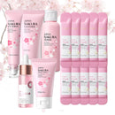 IZBEAUVO 15Pcs Sakura Skin Care Set for Teenage Girls, Cherry Blossom Pamper Set, Moisturizing Skincare Set for Dry Skin, Sakura Face Care Gift Kit with Cleanser, Toner, Serum, Eye Cream, Face Cream, Mud Mask