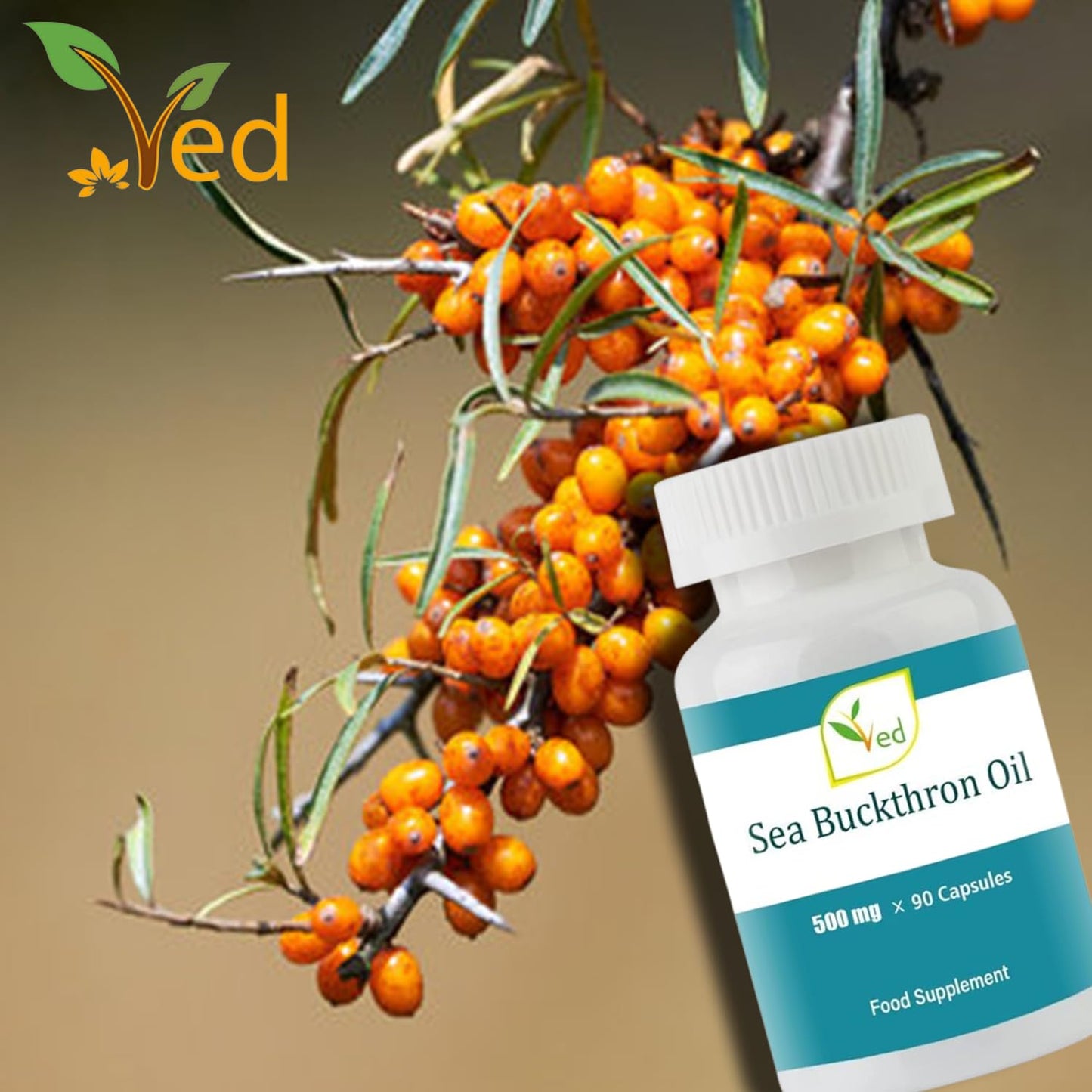 Ved VED Sea Buckthorn Oil Capsules | Boost Immune System | Omega-7 500 mg - 90 Capsules