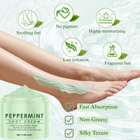 IZBEAUVO Peppermint Foot Cream for Cracked Heels and Dry Skin – Deep Moisturising athletes foot treatment with Shea Butter & Coconut Oil – Cooling Relief for Athletes Foot, Calluses & Hard Skin – 114G
