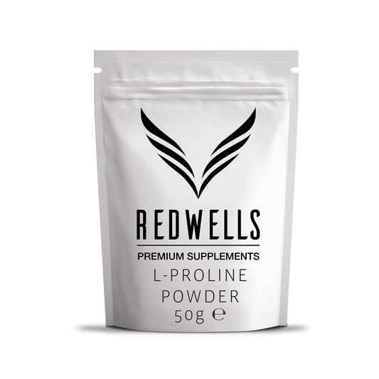 L-Proline Powder REDWELLS Collagen Production No Additives GMO Free - 50g Pack