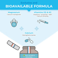 Calcium Magnesium Vitamin D3 & K2 | 120 Vegetarian Capsules | Bone Health Complex | Strengthens Bones and Muscles | Supports Bone Density | French Expertise