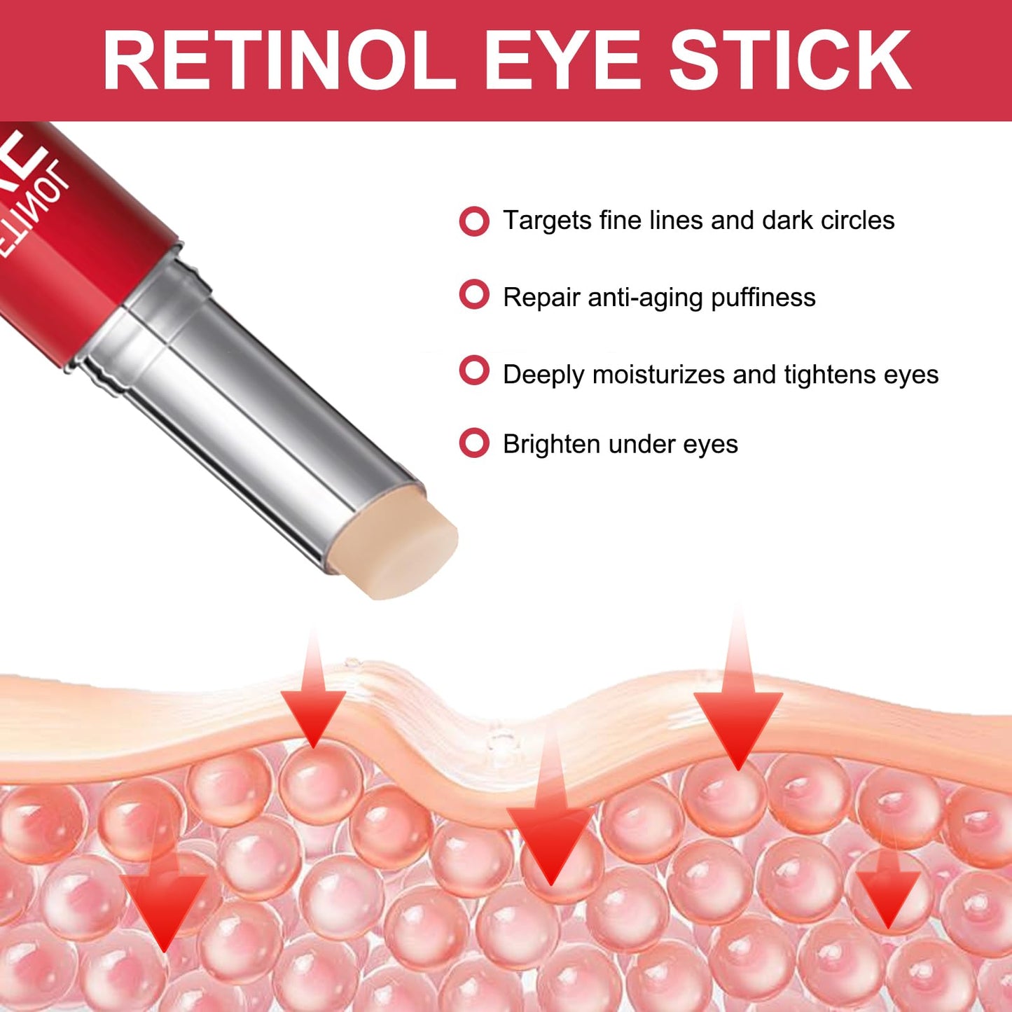 Bisienya 2 PCS Retinol Eye Cream,3g Retinol Dark Circle Eye Cream,Moisturizing and Firming,Anti-Aging,Suitable for Relieving Dark Circles and Puffiness