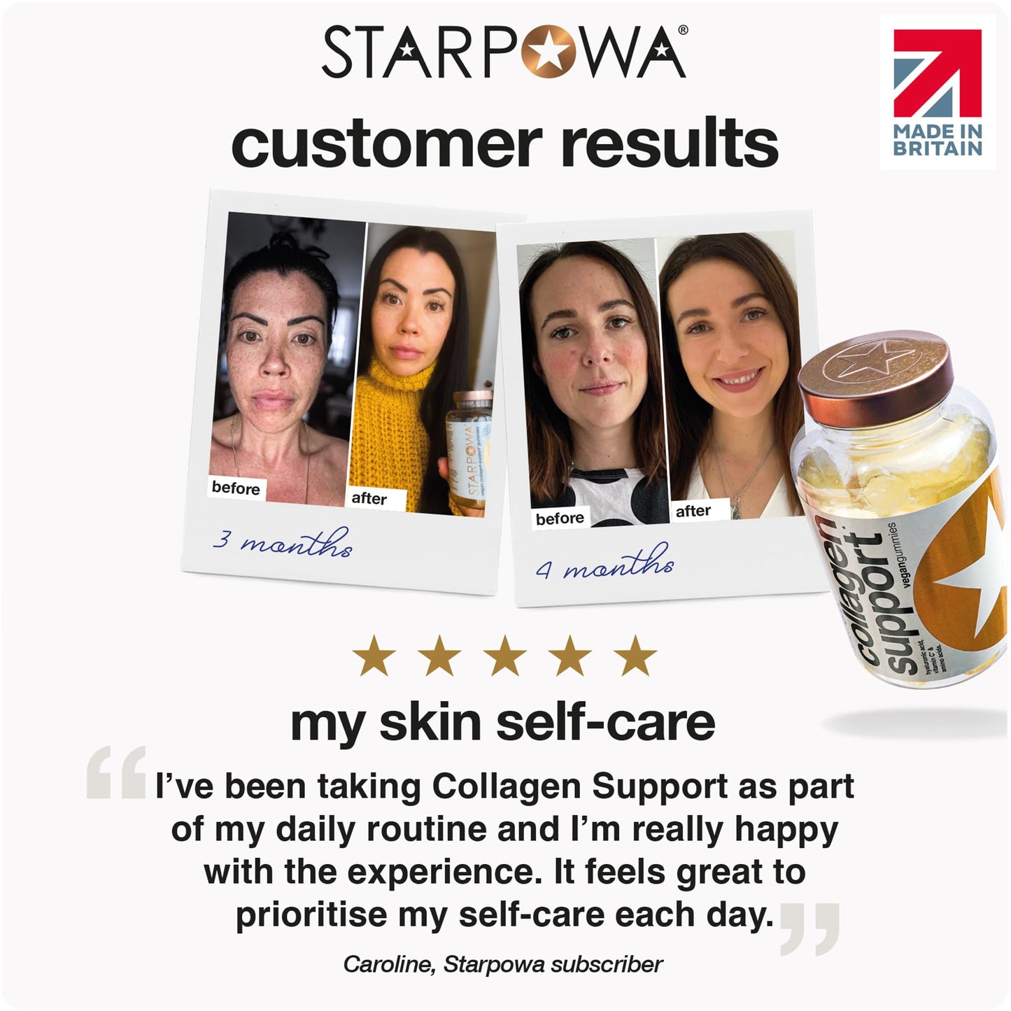 STARPOWA Starpowa Collagen Gummies for Women - Health & Skin Supplements for Healthier Skin, Joints, Hair & Nails - Vitamin C, Hyaluronic Acid & Bamboo Silica - Boosts Collagen Production - Lemonade, 60 Chews