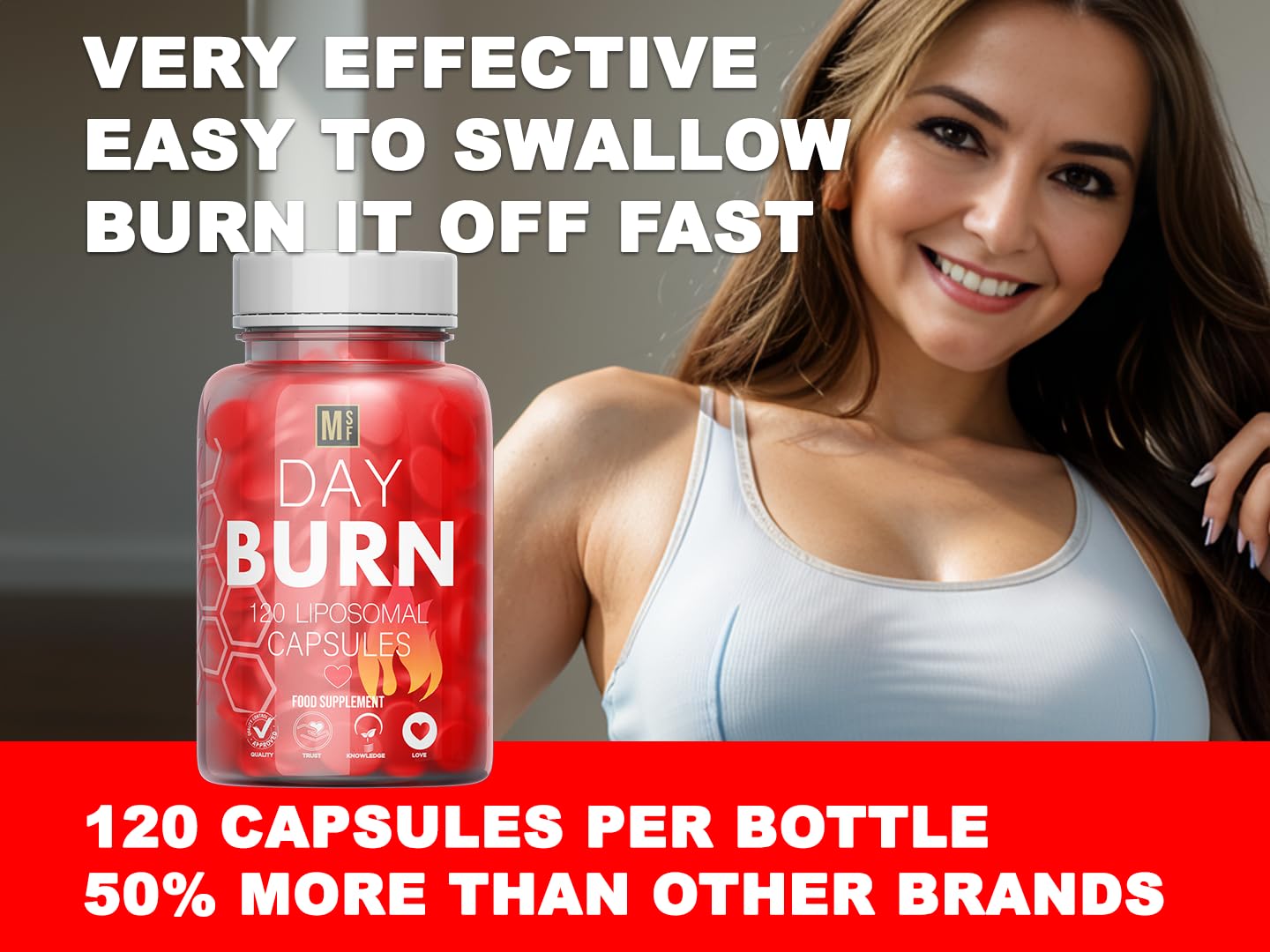 MetaSuperfoods Day Burn 120 Liposomal Capsules for Women and Men 60 Days Supply | Vegan | High Strength, Size Management | 50% More Capsules Than Other Brands