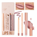 QUIWEN Lip Liner and Lipstick Set,Matte Liquid Lipgloss Highly Pigmented Waterproof Lipstick, Up to 12 Hour Wear, Non-Stick Cup Lip Gloss & Lip Line Pencil Set For Women