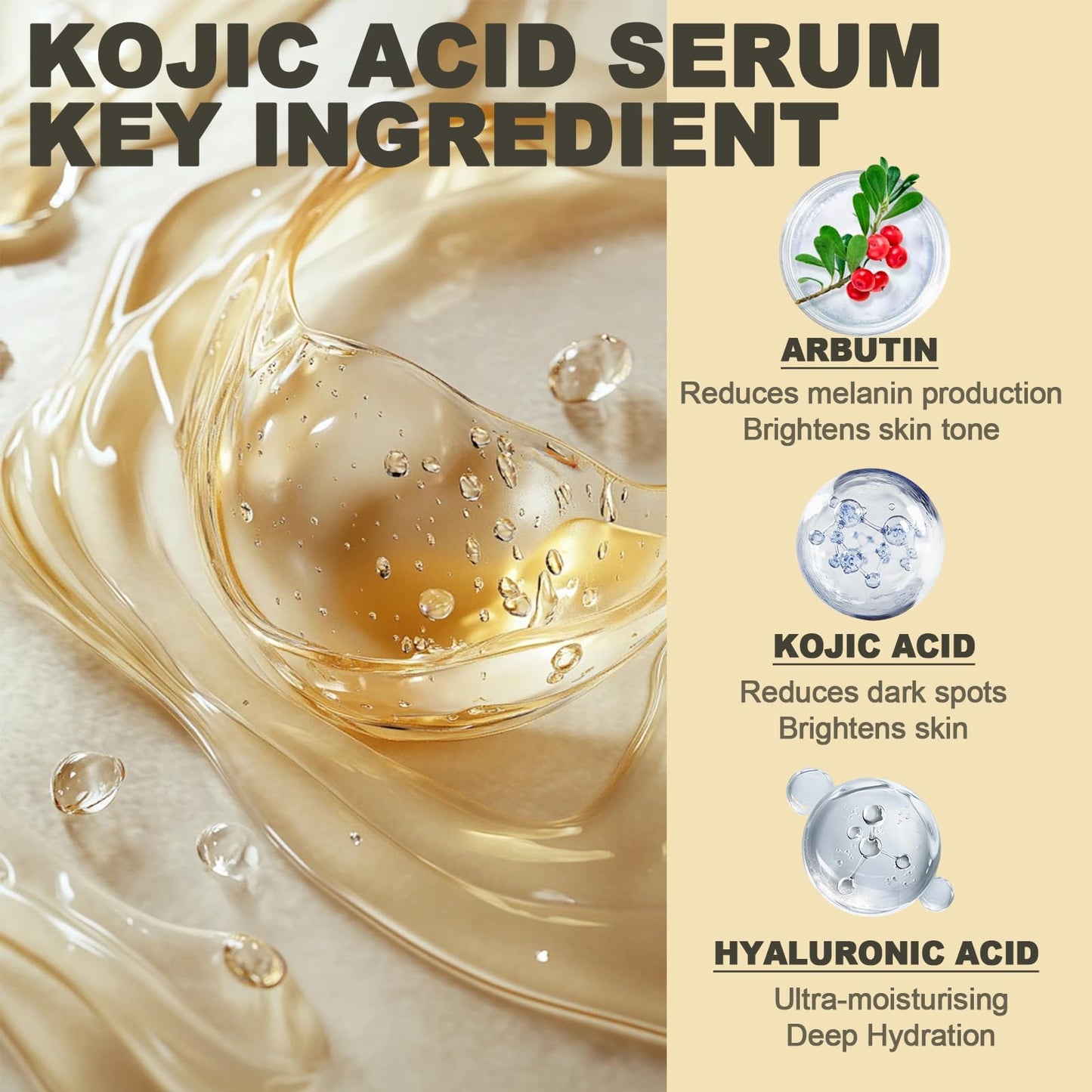 Trendyfave Kojic Acid Serum Dark Spot Correcting Glow Serum for Radiant Skin, Reduce Dullness & Anti-Aging Face, Dark Spot Remover for Face, Brightening & Hydrating Facial Essence for Even Skin Tone, 30ml