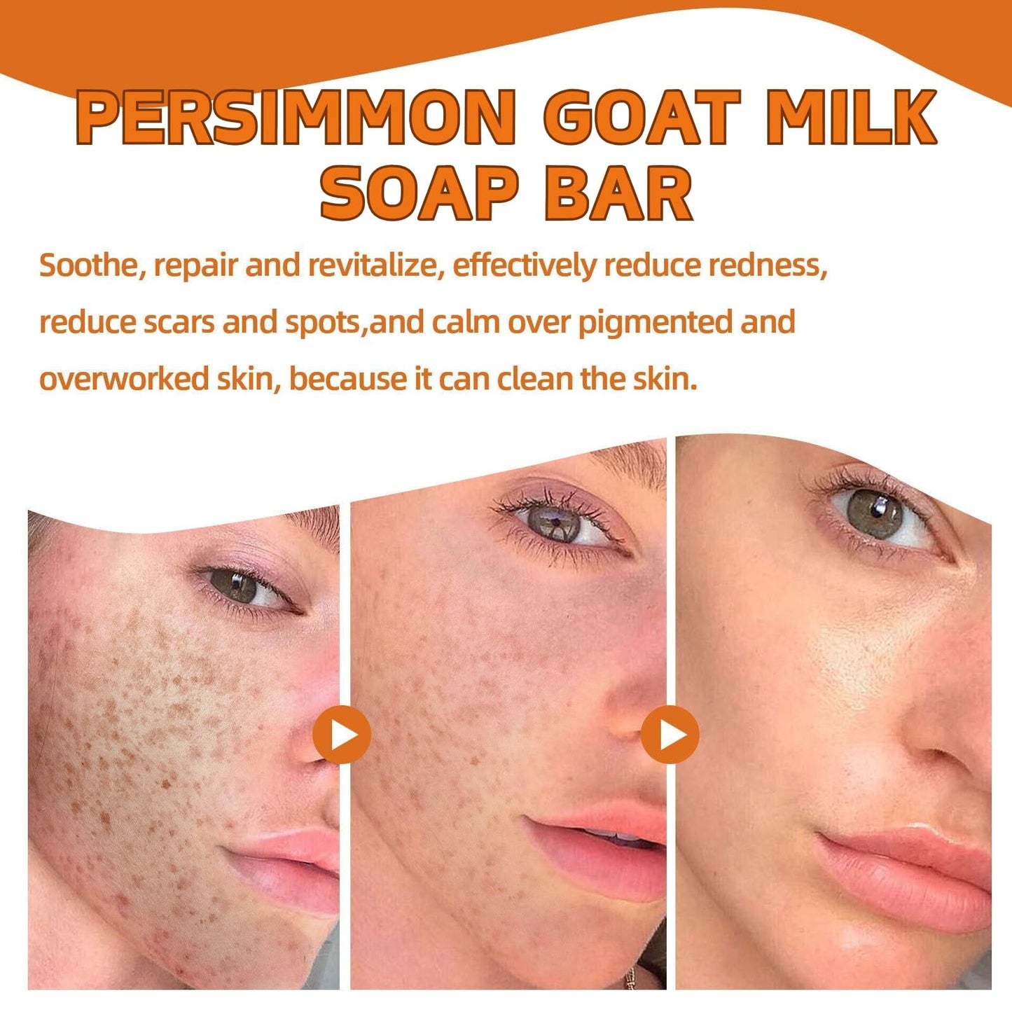 2PCS Natural Persimmon Goats Milk Soap - Anti-Odor Persimmon Goat Milk So-ap for Skin - Deep Cleansing Per-simmon Handmade Soap - Pure Per-simmon Go-at Mi-lk Soap Bar for Face & Body