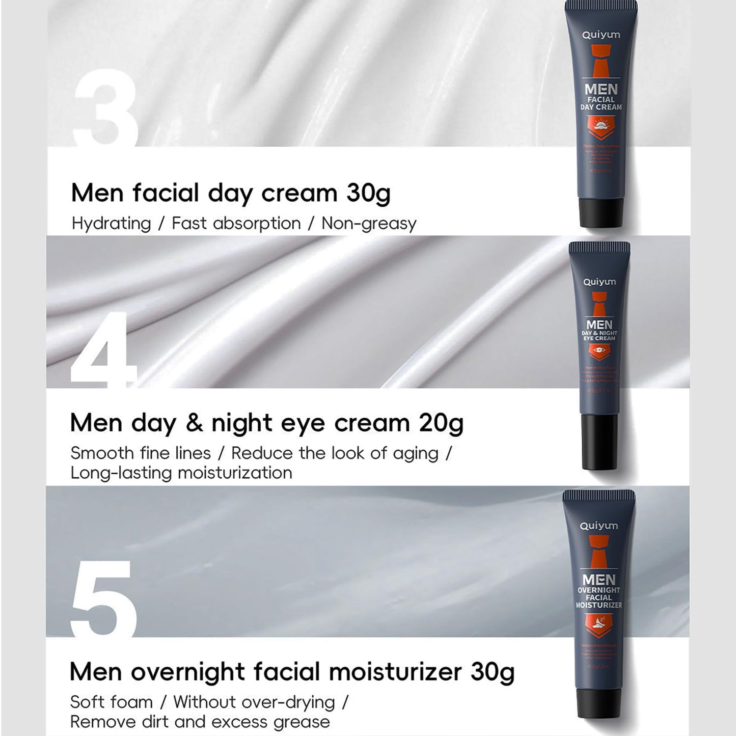 ISBEAUSOLS 5PCS Mens Skincare Gift Set - Moisturizing Skin Care Sets & Kits - Face Wash Men, Facial Scrub, Facial Moisturizer, Eye Cream, Face Cream - Skincare Set for Men - Mens Moisturiser Face - Facial Kit