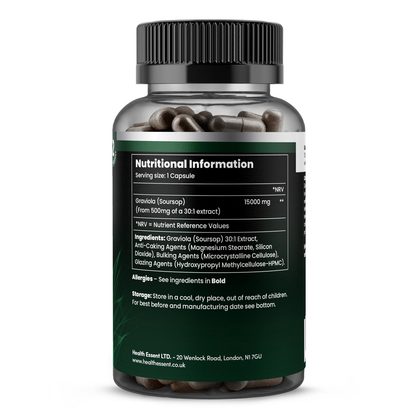 Soursop Graviola Fruit Extract Capsules, 15000mg High Strength Complex - Antioxidant & Immune Support - (2 Month Supply) - 60 Vegan Capsules by HealthEssent