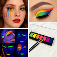Generic 8 Colors Neon face paint – UV glow in the dark face paint palette – quick-dry and easy to remove – vibrant body and eyeliner colours for parties and festivals