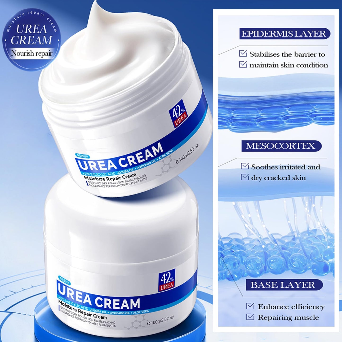 GEEWHILE Urea Cream Urea 42% Foot Cream Nourishing Urea Foot Cream for Cracked Heels And Dry Skin Cracked Heel Repair Cream For Feet and Hand, Maximum Strength for Hand, Foot and Body Care
