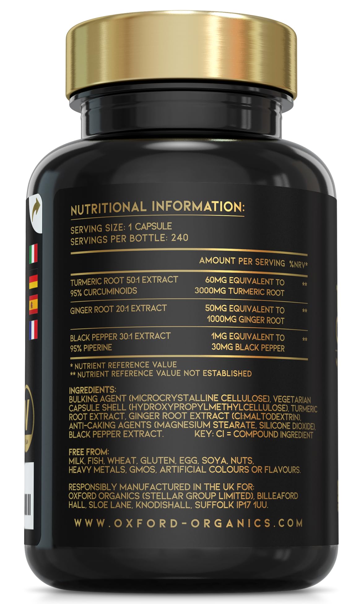 Advanced Turmeric Capsules High Strength 3000mg, Ginger & Black Pepper | ONE per Day | 8 Month Supply | Turmeric and Black Pepper Capsules Locally Made in UK | Turmeric Powder Joint Care Supplements