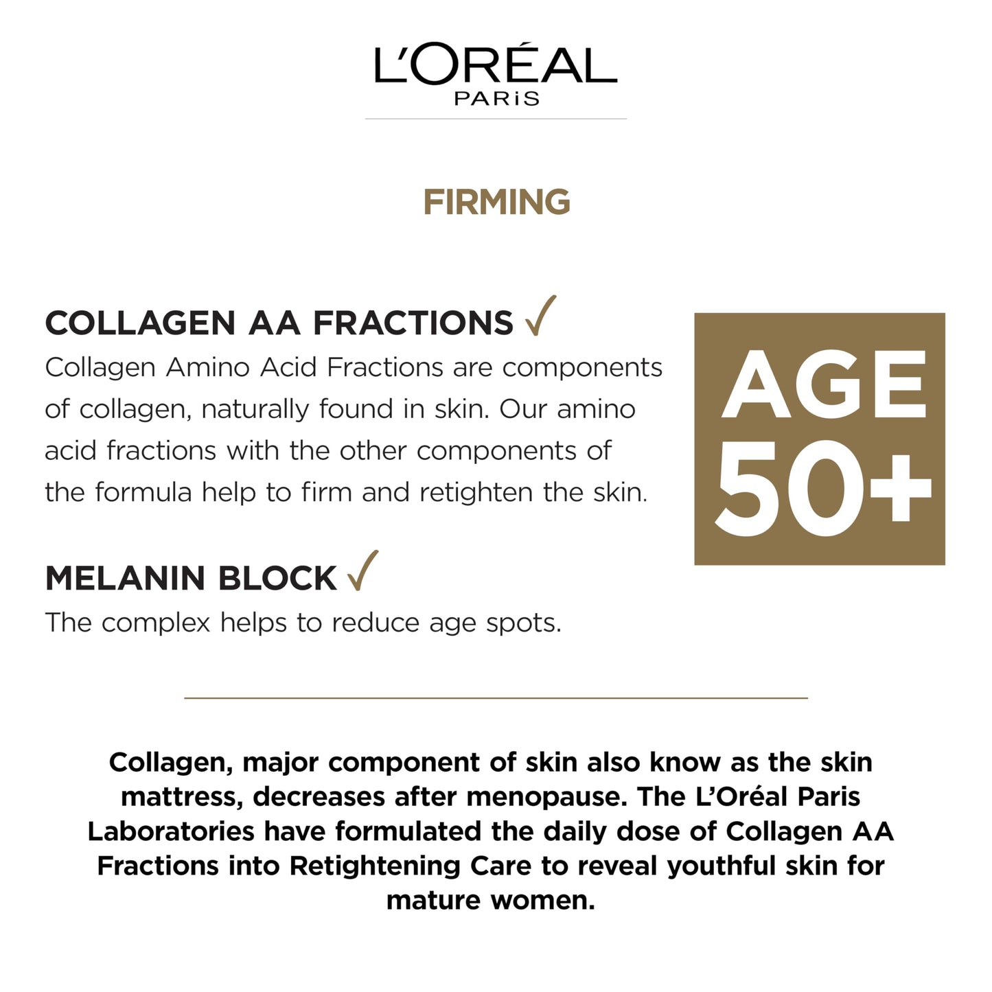 L'Oreal Paris Age Perfect Collagen Expert Retightening Care Night Cream, Anti-Sagging Plus Anti Age Spots Night Moisturiser Cream Targets Age Spots 50 ml