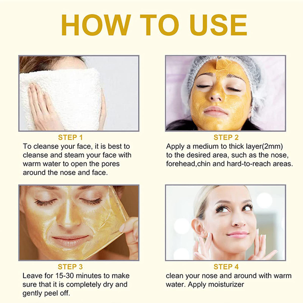 Tongyend Peel Off Face Masks, Gold Face Peel Anti Wrinkle Anti Aging Facial Mask,Deep Skin Clean Purifying Acne,Reduces Fine Lines & Wrinkles,Skin Care Face Lifting Firming Mask