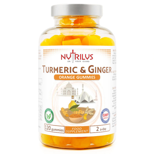 Turmeric and Ginger 120 Natural Orange Gummies - High Strength, Vegan Supplement - Large Pack - 13,500mg per Serving - 95% Curcuminoids