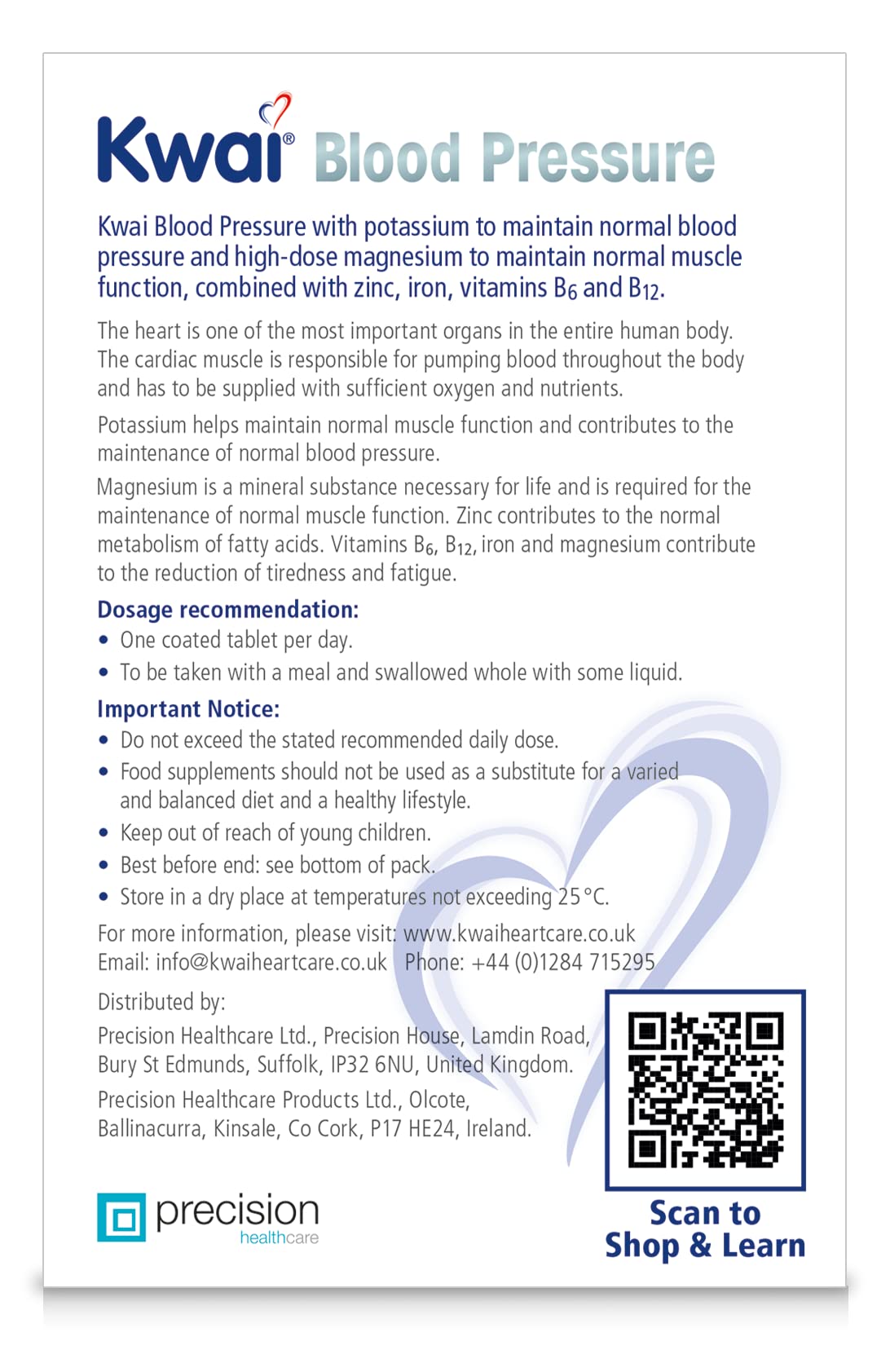 Kwai Blood Pressure | Tablets I Potassium to Support Normal Blood Pressure | Magnesium and Zinc contribute to Normal Muscle Function (incl Heart Muscle) | 90 Tablets