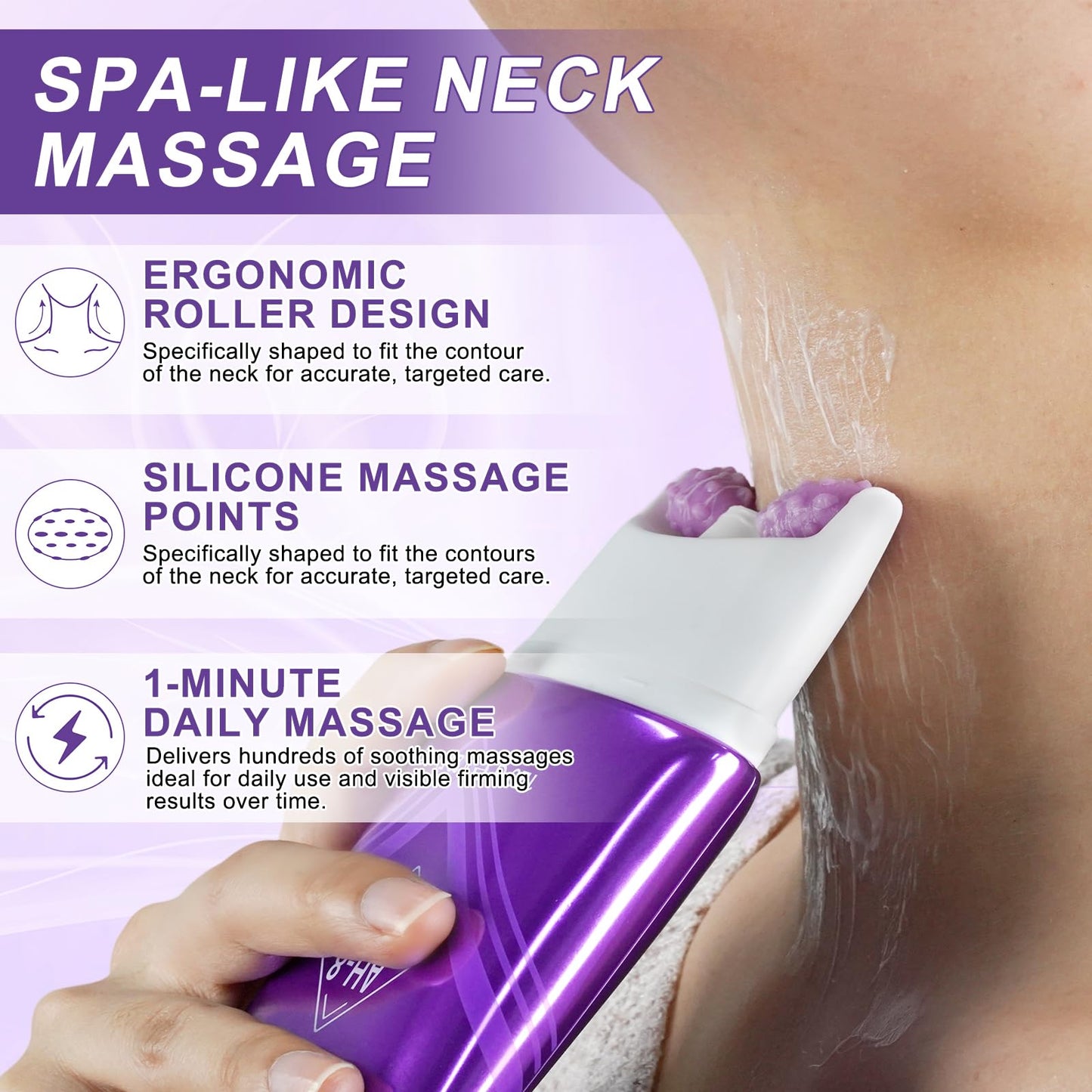 AH8 Firming Neck Cream Tightener Built-in 360 Degree Massage Roller for Lifting & Firming Turkey Neck/Face/Eye/Chest, Reducing Wrinkle/Fine Lines, Moisturizing & Hydrating & Smoothing|120G/4.23 Oz