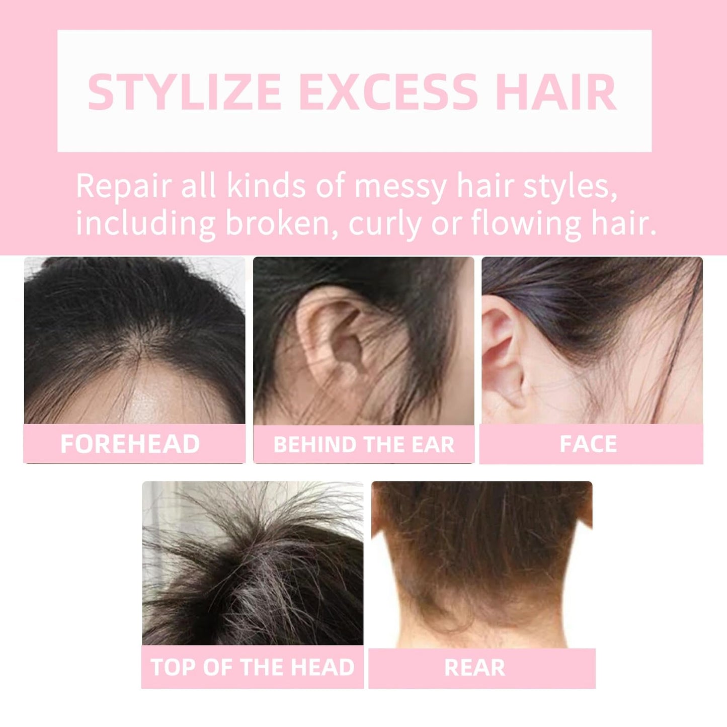Ruojiar 3-in-1 Hair Styling Cream with Taming Wand,Slick Back Hair Brush,Cactus Fruit Smoothing Stick Hair Tame Flyaways,Hair Styling Products,Hair Mascara for Flyaway Hair,Hair Smoothing Cream,Vegan Formula