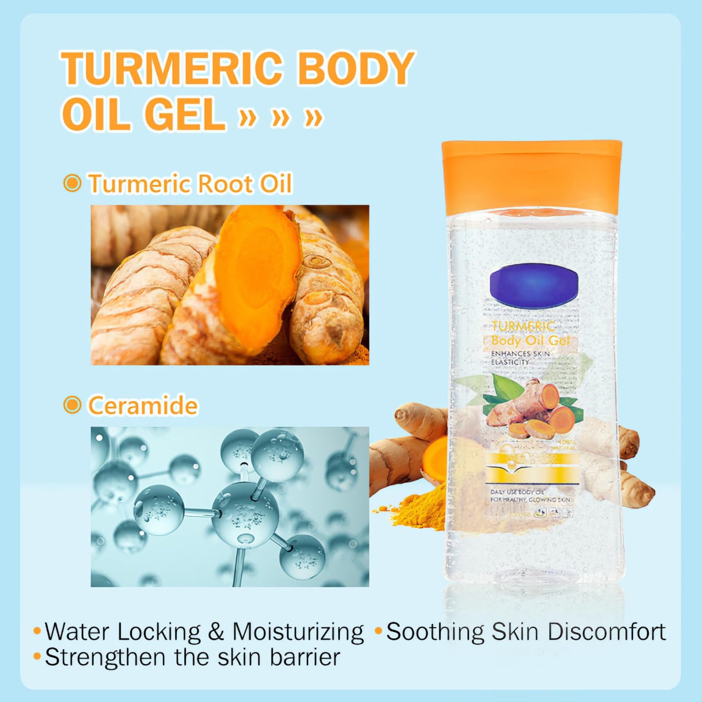 CTUBLIAUNX Essential Oils for Skin - Turmeric Body Oil - Turmeric Oil for Acne, Dark Spots and Smooth Skin, Pure Extracts Massage Oil, Deeply Hydrating and Easily Absorbed Moisturiser