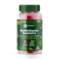 New Earth Essentials Multivitamin Gummies with Vitamin A,B,C,D,E, B6 B12, Biotin, Zinc | Made with Cane Sugar