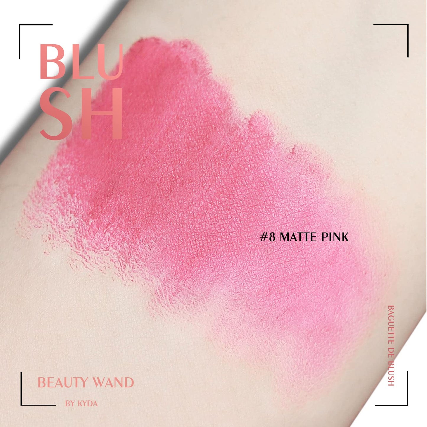 KYDA Blush Beauty Wand, Liquid Face Touch Rouge with Cushion Applicator, Long Lasting Natural Shimmer Silky&Smooth Cream Glowing Blush Makeup, 0.6 fl.oz (#8)