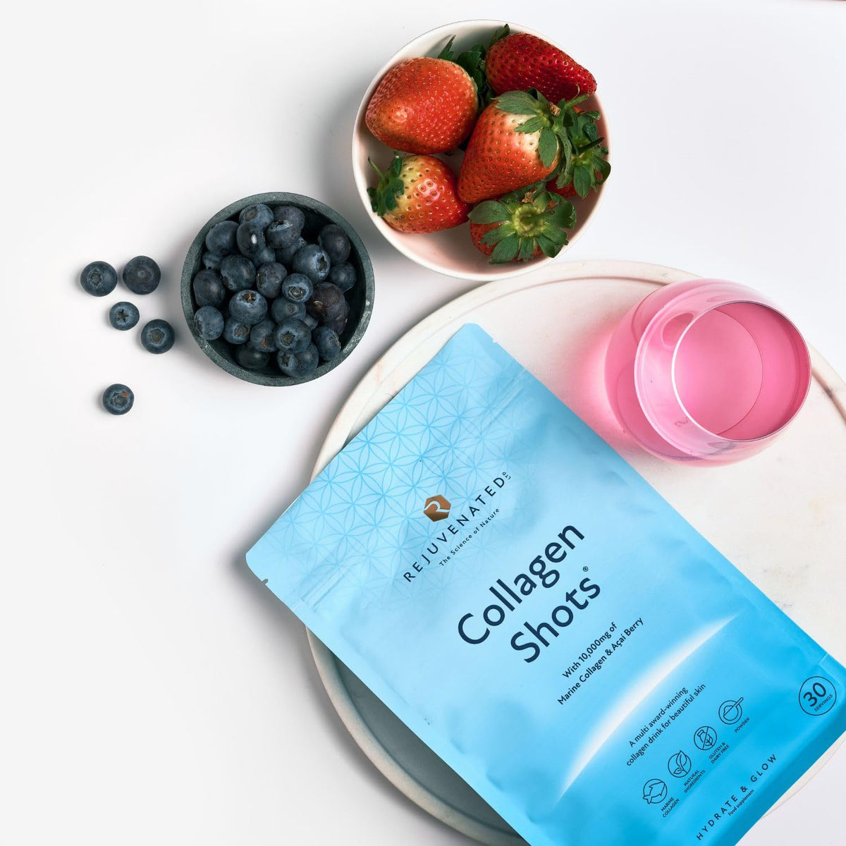 Rejuvenated Limited Rejuvenated Collagen Shots - 10,000 mg Marine Collagen Supplement Drink with Antioxidants, Vitamins & Hyaluronic Acid (30 Servings)