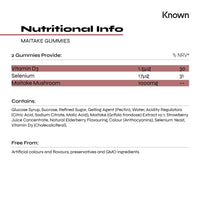 Maitake 1000mg Mushroom Gummies by Known Nutrition | Natural Anti-Inflammatory & Immune Support | Delicious Natural Elderberry Flavour | 60 Two-a-Day Vegan Gummies (One Month’s Supply)