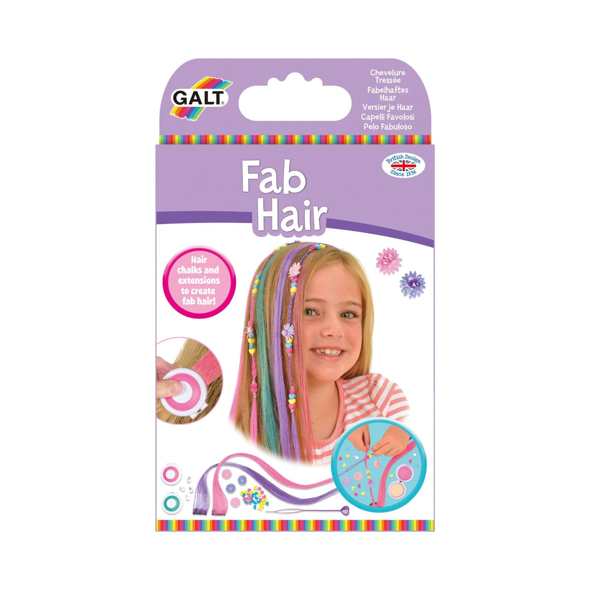 Galt Toys, Fab Hair, Hair Chalk Kit and Extensions for Children, Ages 6 Years Plus