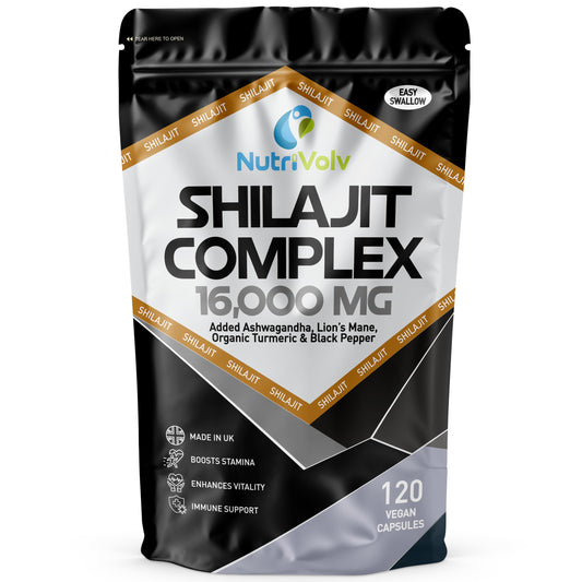 Shilajit Complex 16,000mg Capsules | 120 Days Supply | 60% Fulvic Acid | Added Ashwagandha, Lions Mane, Turmeric and Black Pepper | High Strength Himalayan Shilajit